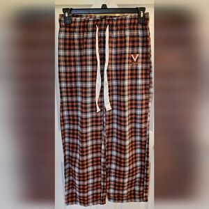 Sideline Apparel UVA size M orange, white, and navy blue plaid pajama pants